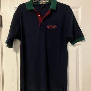 Vintage Cheers Boston Harvard Square Mens M Blue Maroon Polo Shirt